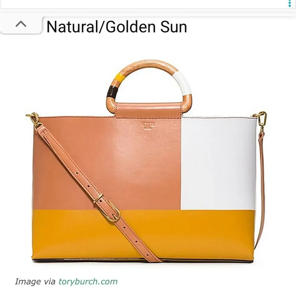 Tory Burch Tan and White Tote